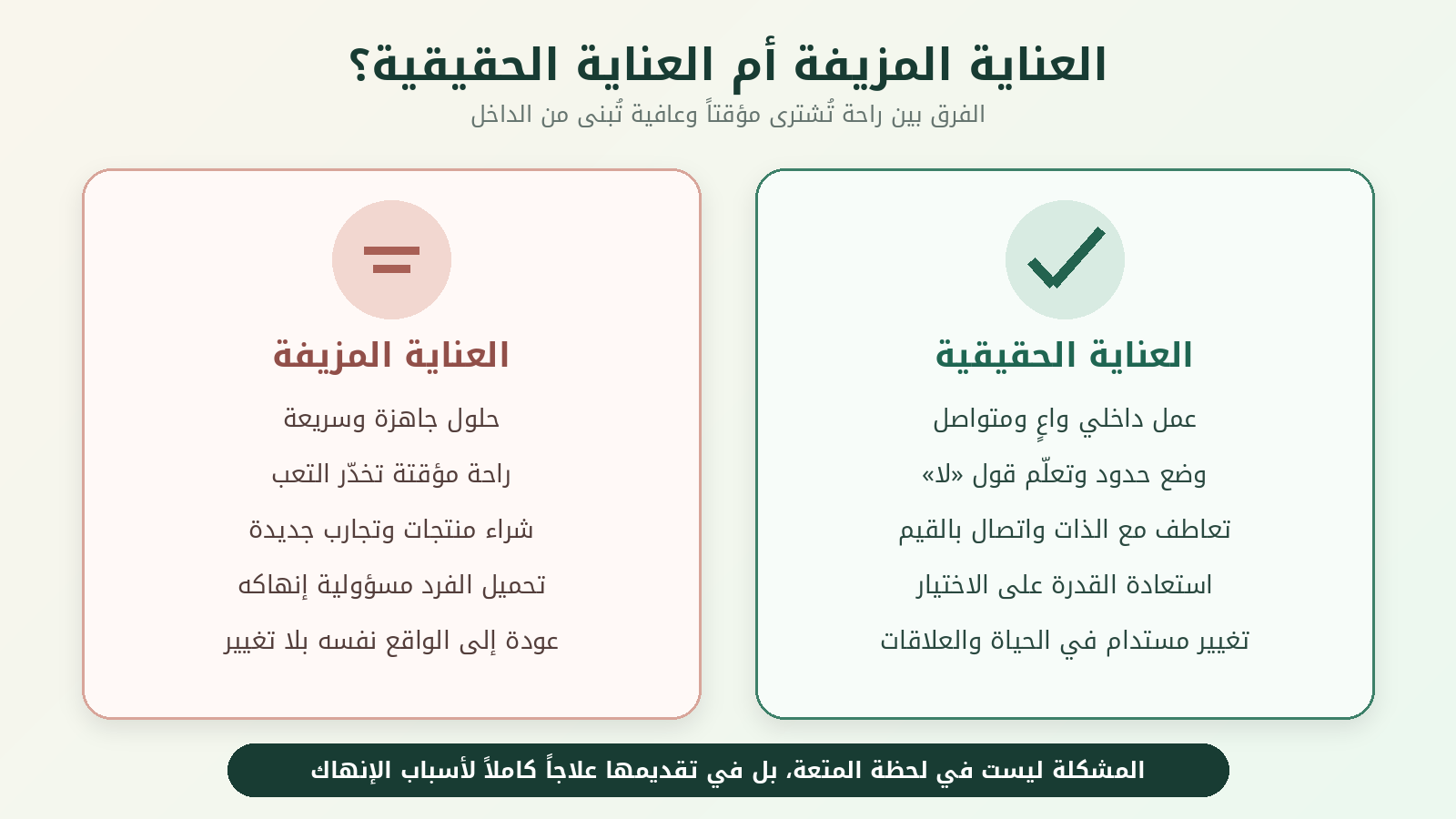 العناية المزيفة أم العناية الحقيقية؟